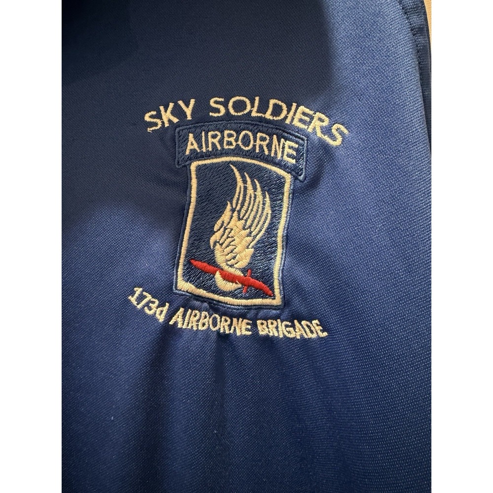 173rd Airborne Brigade Sky Soldiers Embroidered Polo Shirt XL Blue White Army - Picture 3 of 4